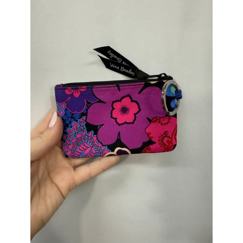 Vera Bradley Wristlet Zip ID Case Discontinued Print Top Zip Key King Purple - Picture 4 of 4